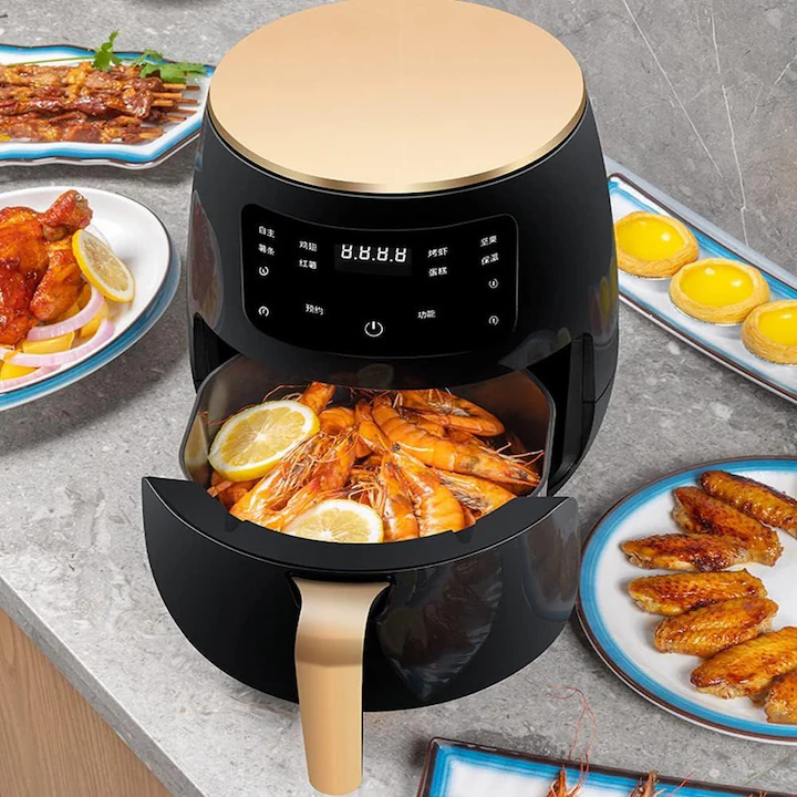 Friteuza fara Ulei cu aer cald, 2400 W, Functie de Coacere, 6l, LCD