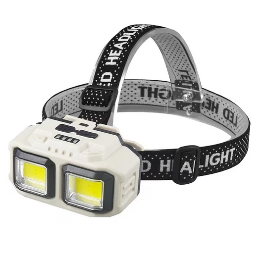 Lanternă Frontală Reîncărcabilă cu LED CREE și COB, Acumulator 18650, Iluminare Puternică, Rezistentă la Apă, USB, Afișaj Putere, Moduri Multiple, Ideală pentru Camping, Drumeții, Pescuit, Vânătoare